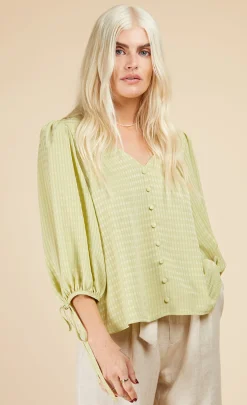 Little Mistress Summer / Holiday<Chartreuse Check Button Detail Top