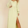 Little Mistress Dresses | Race Day Edit<Chartreuse Check Tie Neck Maxi Dress