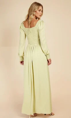 Little Mistress Dresses | Race Day Edit<Chartreuse Check Tie Neck Maxi Dress
