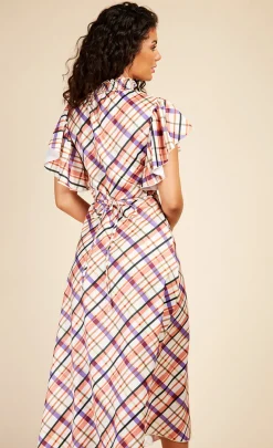 Little Mistress Dresses | Midi Dresses<Check Frill Sleeve Midaxi Dress