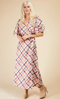 Little Mistress Race Day Edit | Summer / Holiday<Check Layered Sleeve Midaxi Wrap Dress