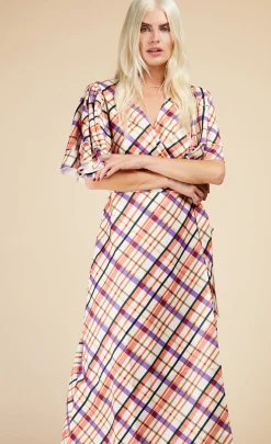 Little Mistress Race Day Edit | Summer / Holiday<Check Layered Sleeve Midaxi Wrap Dress