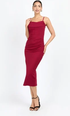 Little Mistress Chloe Lewis Collection | Dresses<Cherry Corset Detail Midi Dress by Chloe Lewis