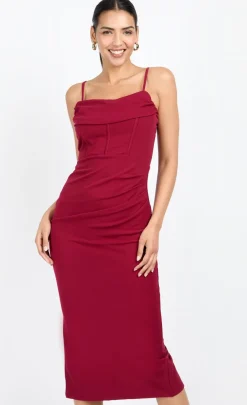 Little Mistress Chloe Lewis Collection | Dresses<Cherry Corset Detail Midi Dress by Chloe Lewis