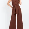 Little Mistress Chloe Lewis Collection | Jumpsuits & Playsuits<Chocolate Bow Back Halter Jumpsuit by Chloe Lewis