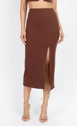 Little Mistress Chloe Lewis Collection | Skirts<Chocolate Midi Skirt by Chloe Lewis