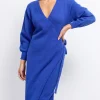 Little Mistress Dresses | Knitwear<Cobalt Knit Midaxi Wrap Dress