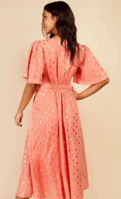 Little Mistress Race Day Edit | Summer / Holiday<Coral And Gold Foil Midaxi Dress