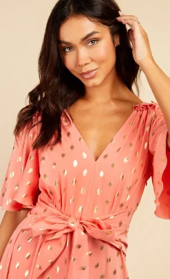 Little Mistress Race Day Edit | Summer / Holiday<Coral And Gold Foil Midaxi Dress