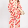 Little Mistress Co-Ords | Summer / Holiday<Coral Geo Print Satin Trousers