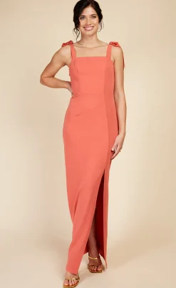 Little Mistress Dresses | Race Day Edit<Coral Rose Tie Strap Maxi Dress