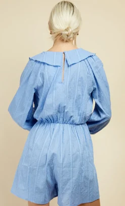 Little Mistress Jumpsuits & Playsuits | Office Fashion<Cornflower Dobby Spot Frill Playsuit