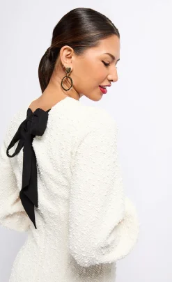 Little Mistress Dresses | Mini Dresses<Boucle Contrast Bow Mini Dress