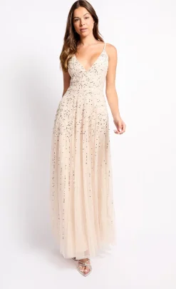 Little Mistress Race Day Edit<Cream Embellished Maxi Dress