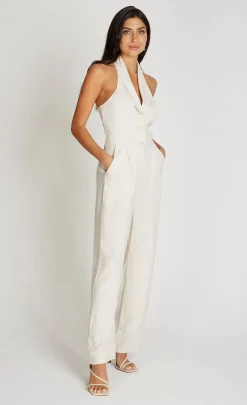 Little Mistress Jumpsuits & Playsuits | Race Day Edit<Halter Neck Jumpsuit With Linen