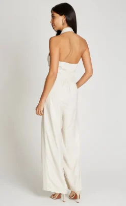 Little Mistress Jumpsuits & Playsuits | Race Day Edit<Halter Neck Jumpsuit With Linen