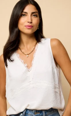 Little Mistress Summer / Holiday | Tops<Satin Lace Trim Top