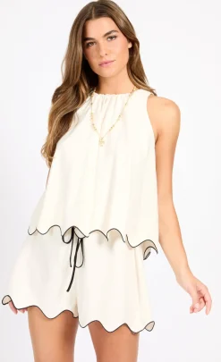 Little Mistress Co-Ords | Summer / Holiday<Scallop Top With Linen