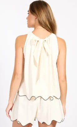 Little Mistress Co-Ords | Summer / Holiday<Scallop Top With Linen