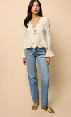 Little Mistress Tops<Textured Tie-Up Detail Top