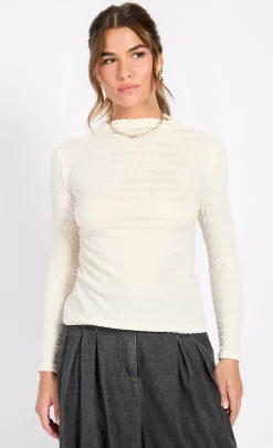 Little Mistress Tops<Waffle Texture High Neck Top