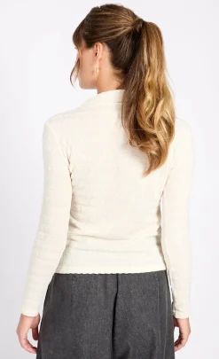 Little Mistress Tops<Waffle Texture High Neck Top