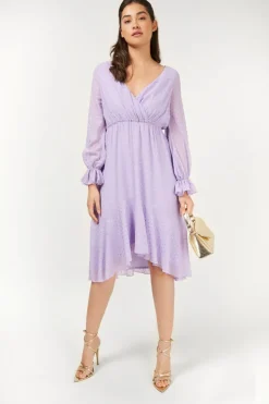 Little Mistress Dresses | Race Day Edit<Diaz Lilac And Gold Spot Midi Dress