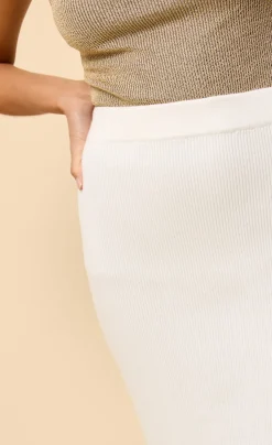 Little Mistress Co-Ords | Skirts<Ecru Ribbed Midaxi Skirt