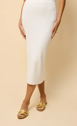 Little Mistress Co-Ords | Skirts<Ecru Ribbed Midaxi Skirt