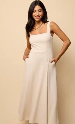 Little Mistress Dresses | Race Day Edit<Ecru Square Neck Midaxi Dress