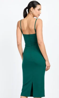 Little Mistress Chloe Lewis Collection | Dresses<Emerald Green Corset Detail Midi Dress by Chloe Lewis