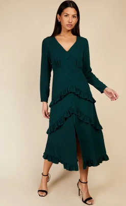 Little Mistress Dresses | Midi Dresses<Emerald Frill Midaxi Dress