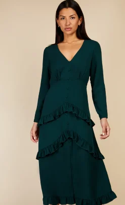 Little Mistress Dresses | Midi Dresses<Emerald Frill Midaxi Dress