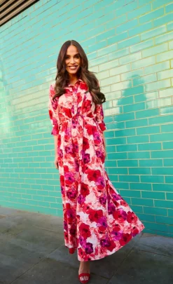 Little Mistress Dresses | Race Day Edit<Floral Maxi Shirt Dress by Vicky Pattison
