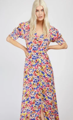 Little Mistress Race Day Edit | Summer / Holiday<Floral Print Button Detail Midi Dress