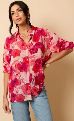 Little Mistress Summer / Holiday | Vicky Pattison Collection<Floral Print Chiffon Shirt by Vicky Pattison