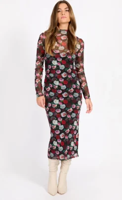 Little Mistress Dresses | Midi Dresses<Floral Print Gathered Midaxi Bodycon Dress