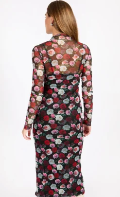 Little Mistress Dresses | Midi Dresses<Floral Print Gathered Midaxi Bodycon Dress