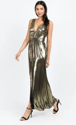 Little Mistress Chloe Lewis Collection | Dresses<Foil Plunge Maxi Dress by Chloe Lewis