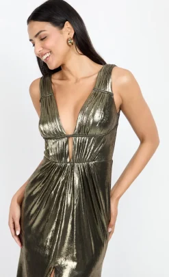Little Mistress Chloe Lewis Collection | Dresses<Foil Plunge Maxi Dress by Chloe Lewis