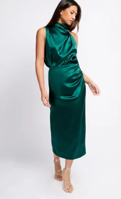 Little Mistress Office Fashion | Skirts<Satin Drape Midaxi Skirt