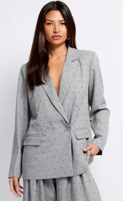 Little Mistress Blazers | Co-Ords<Grey and Black Diamanté Blazer