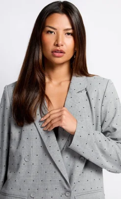 Little Mistress Blazers | Co-Ords<Grey and Black Diamanté Blazer
