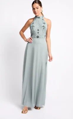 Little Mistress Dresses | Race Day Edit<Grey Embellished High Neck Maxi Dress