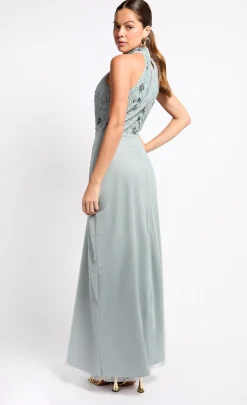Little Mistress Dresses | Race Day Edit<Grey Embellished High Neck Maxi Dress