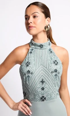 Little Mistress Dresses | Race Day Edit<Grey Embellished High Neck Maxi Dress