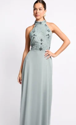 Little Mistress Dresses | Race Day Edit<Grey Embellished High Neck Maxi Dress