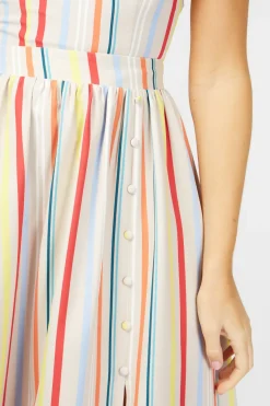 Little Mistress Co-Ords | Skirts<Kassia Stripe Button Detail Midi Skirt Co-ord