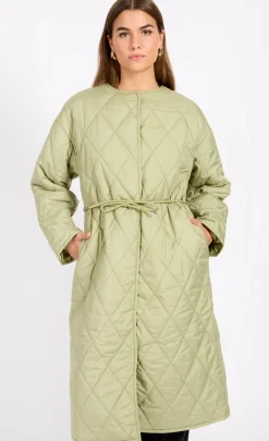 Little Mistress Coats & Jackets<Khaki Quilted Belted Coat