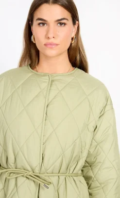 Little Mistress Coats & Jackets<Khaki Quilted Belted Coat
